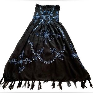 Black dress or Coverup with Blue stitching sequences size XS